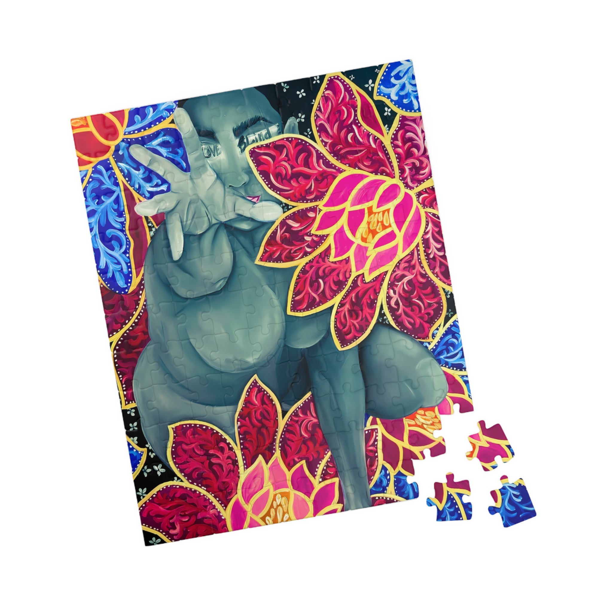 Love Blind Puzzle — Vibrant Lotus Art Jigsaw (110/1014 pcs)
